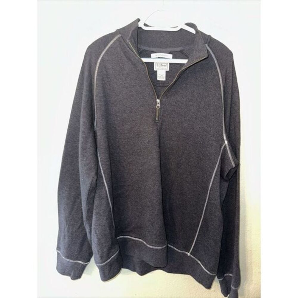 LL Bean Cotton Sweater Mens Large- Reg Quarter Zip 1/4 Pullover Mock Neck-301192